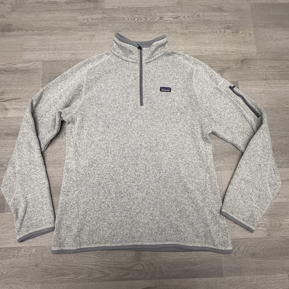 Patagonia Better Sweater 1/4 Zip Womens L Natural Feather Grey Fleece 25616